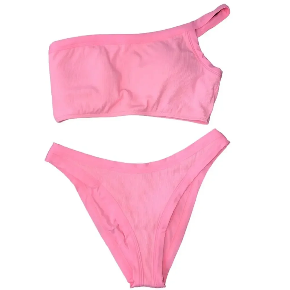 L*Space Bikini Swimsuit Set Axel Top Foley Bottom in Crystal Pink Large NWT